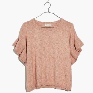 Madewell short sleeved sweater with ruffle sleeves